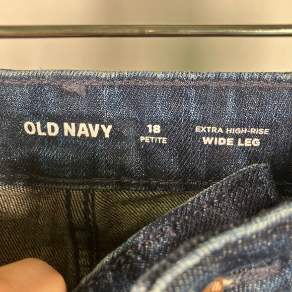 Old Navy Extra High-Rise Wide Leg Jeans‎ 18P Blue Denim Front Patch Pockets New - Picture 7 of 16